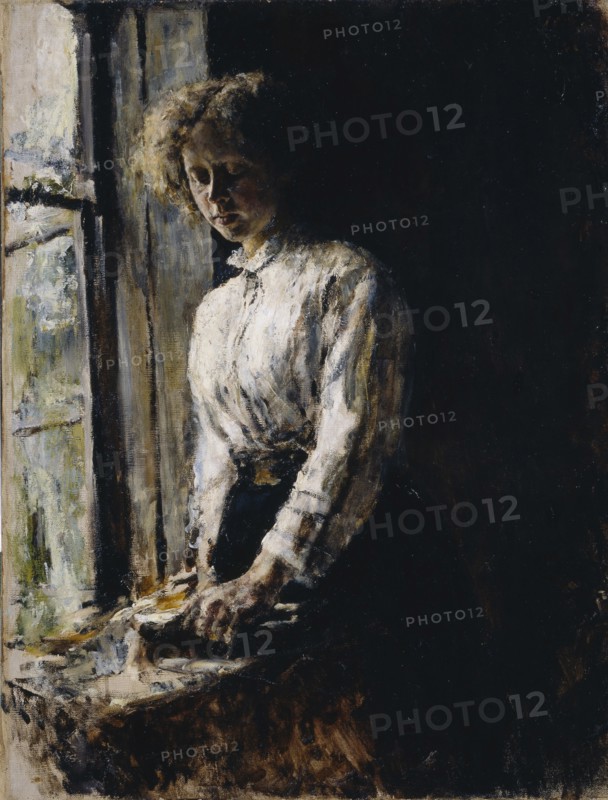 At the window. Portrait of Olga Fyodorovna Trubnikova, 1886. Artist: Serov, Valentin Alexandrovich (1865-1911)