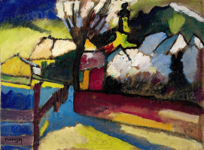 Autumn landscape with a tree (Herbstlandschaft mit Baum), 1910. Artist: Kandinsky, Wassily Vasilyevich (1866-1944)