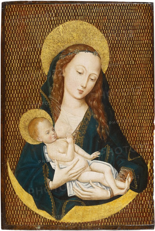 Maria lactans on a Crescent Moon, ca 1485. Artist: Master of the Magdalen Legend, (Workshop)