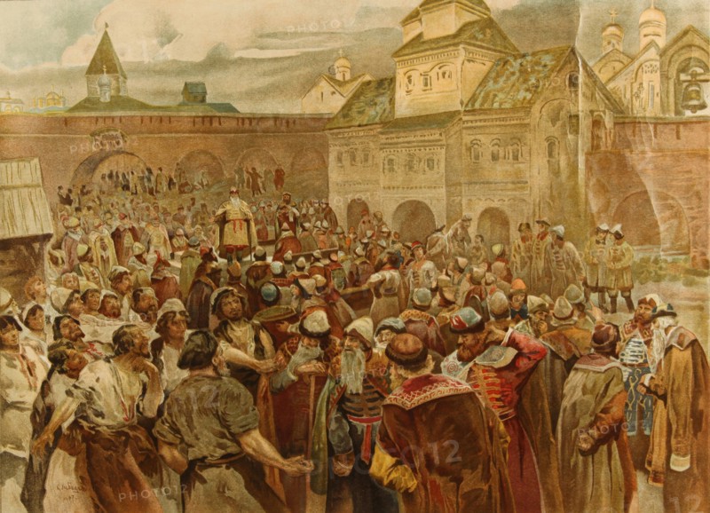 The Veche in the republic of Novgorod, 1907. Artist: Lebedev, Klavdi Vasilyevich (1852-1916)