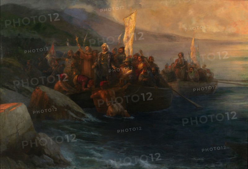 The Disembarkation of Christopher Columbus on San Salvador, 12th October 1492, 1892. Artist: Aivazovsky, Ivan Konstantinovich (1817-1900)