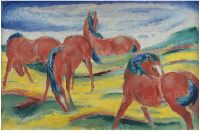 Grazing horses III, 1910. Artist: Marc, Franz (1880-1916)