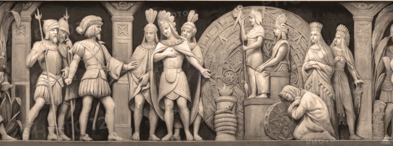 Cortez and Montezuma at Mexican Temple (The frieze in the Rotunda of the United States Capitol), 186 Artist: Brumidi, Constantino (1805-1880)