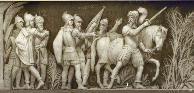 Pizarro Going to Peru (The frieze in the Rotunda of the United States Capitol), 1860-1873. Artist: Brumidi, Constantino (1805-1880)