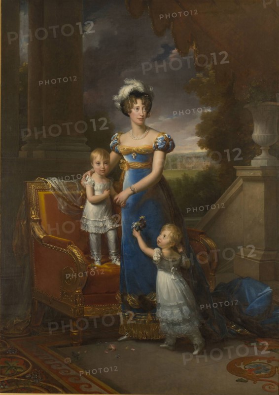 Duchesse de Berry with children Louise Marie Thérèse d'Artois and Henri d'Artois, 1822. Artist: Gérard, François Pascal Simon (1770-1837)