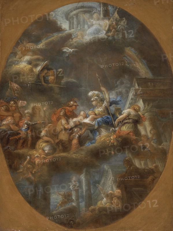 Nobility Offering the Imperial Russian Children to Minerva, c. 1795. Artist: Doyen, Gabriel François (1726-1806)