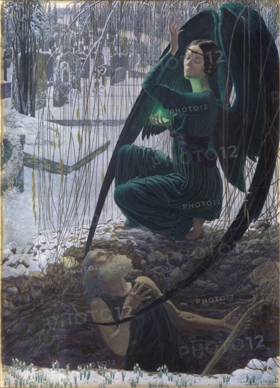 The Death of the Grave Digger (La mort du fossoyeur), 1895-1900. Artist: Schwabe, Carlos (1866-1926)
