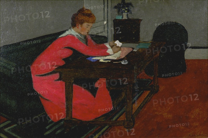 Misia at her desk, 1897. Artist: Vallotton, Felix Edouard (1865-1925)