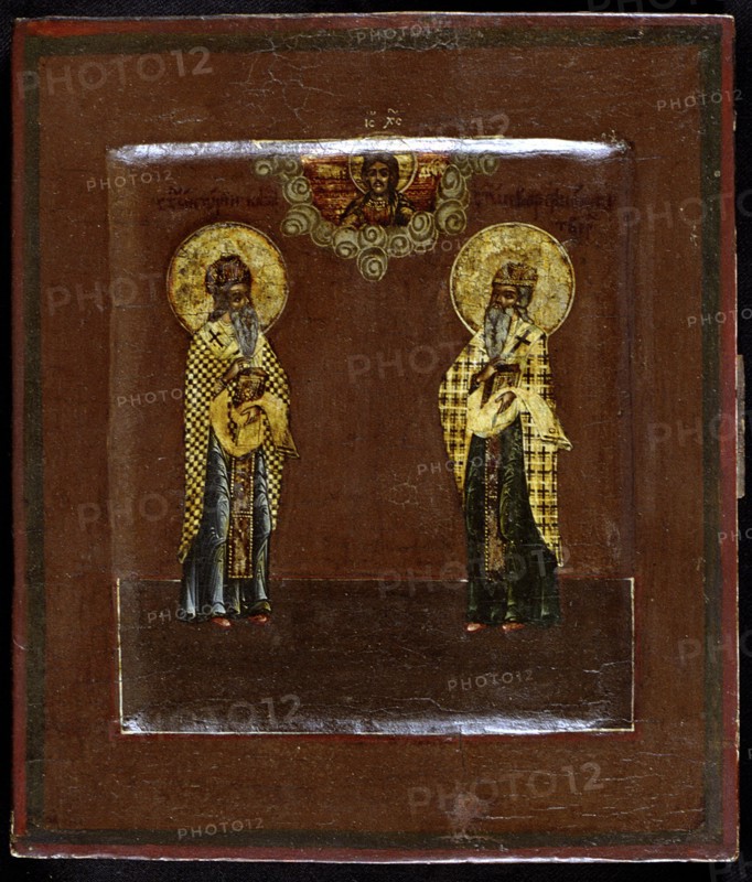 Saints Gurias of Kazan and Varsonofius of Tver, 17th century. Artist: Russian icon