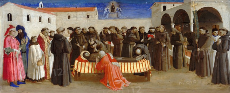 Lamentation over Saint Francis (Scenes from the life of Saint Francis of Assisi), ca 1429. Artist: Angelico, Fra Giovanni, da Fiesole (ca. 1400-1455)