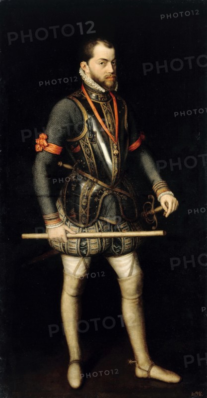Portrait of Philip II (1527-1598), King of Spain and Portugal. Artist: Sánchez Coello, Alonso (1531-1588)