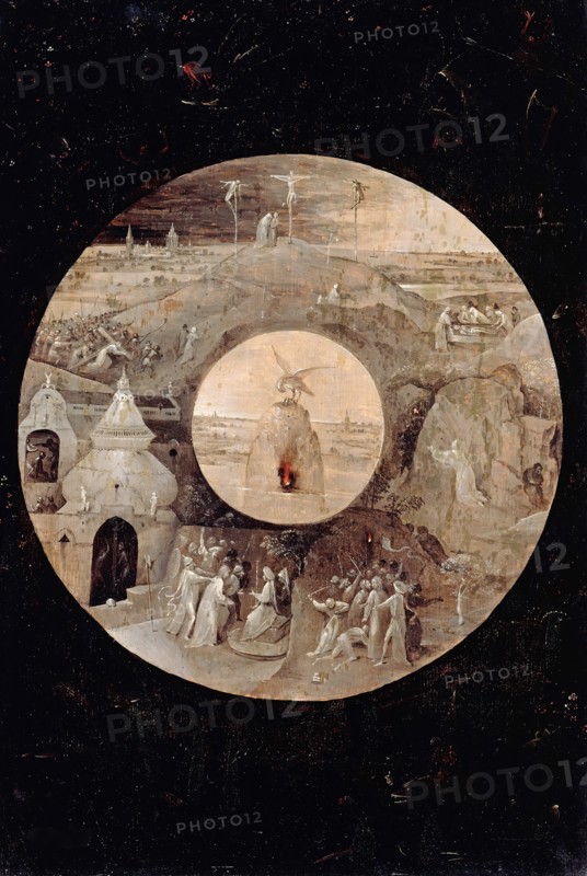 Saint John the Evangelist on Patmos (Reverse side). The Passion of the Christ, c. 1505. Artist: Bosch, Hieronymus (c. 1450-1516)
