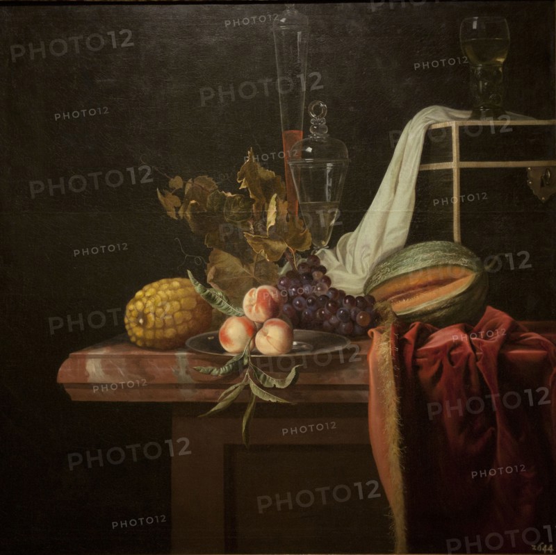 Still life with glass and fruits, ca 1675. Artist: Fromantiou, Henri de (c. 1633/34-after 1693)