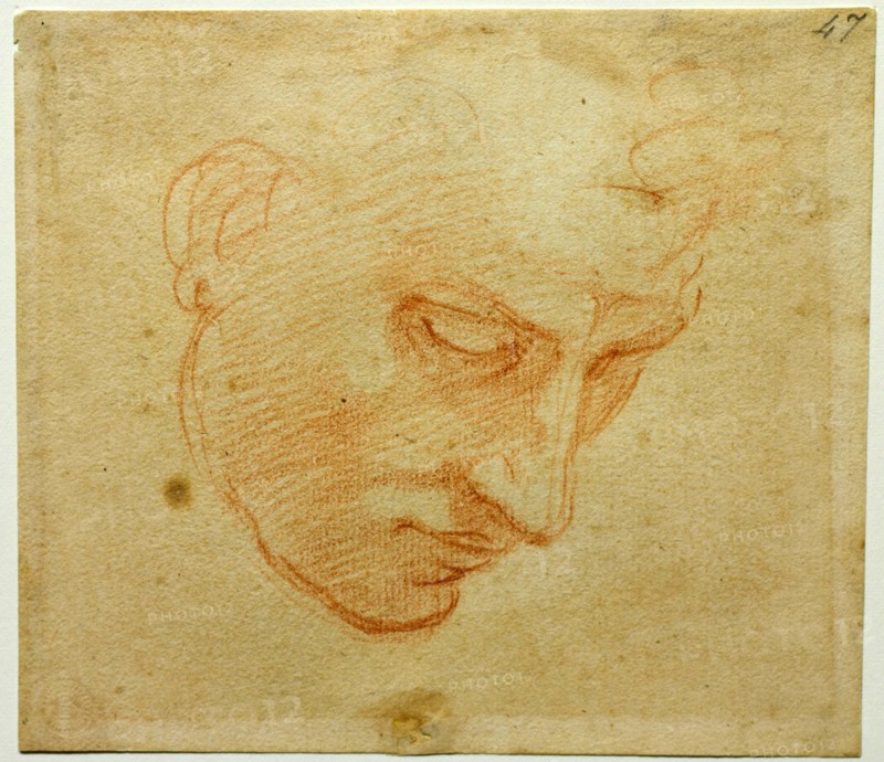 Head Study to the Sistine Chapel ceiling, ca 1509-1510. Artist: Buonarroti, Michelangelo (1475-1564)