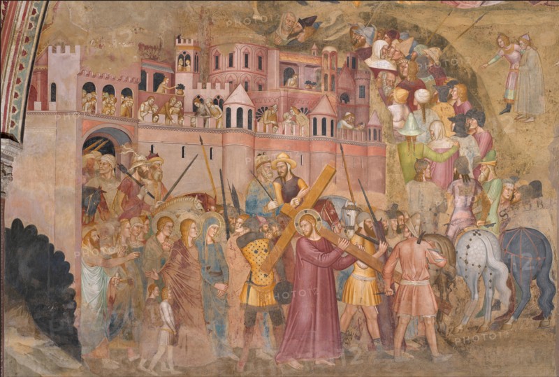 Christ carrying the Cross. Fresco of the Cappellone degli Spagnoli, ca 1365. Artist: Andrea di Bonaiuto, (Andrea da Firenze) (1343-1377)