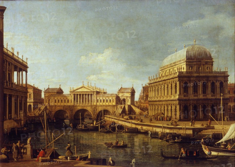 Capriccio with the Palladian architecture, 1757-1759. Artist: Canaletto (1697-1768)