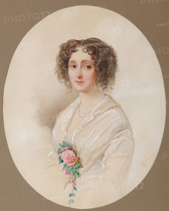 Portrait of Alexandra Mikhaylovna Chelishcheva (1816-1913), 1851. Artist: Hau (Gau), Vladimir Ivanovich (1816-1895)