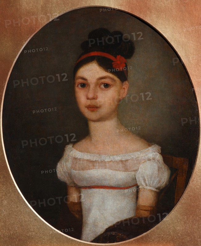 Portrait of Yelizaveta Fyodorovna Ozerova, née Zagryazyskaya (1800-1885), c. 1815. Artist: Anonymous