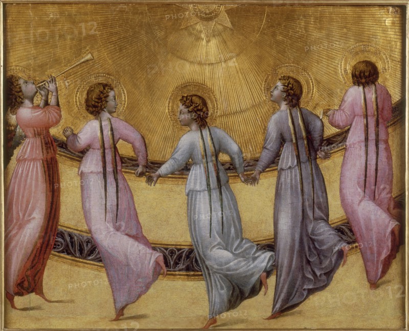 Five dancing angels, ca 1436. Artist: Giovanni di Paolo (ca 1403-1482)