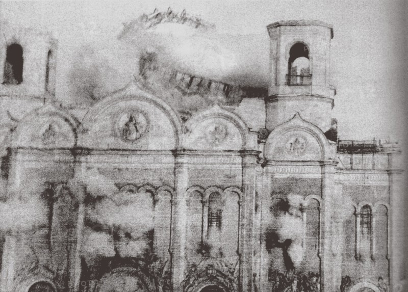 The Demolition of the Cathedral of Christ the Saviour in Moscow, 1931. Artist: Ilf, Ilya Arnoldovich (1897-1937)