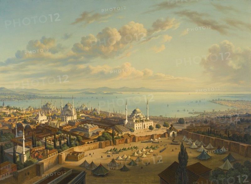 Constantinople from the Fire Tower of Beyazit. Artist: Sattler, Hubert (1817-1904)