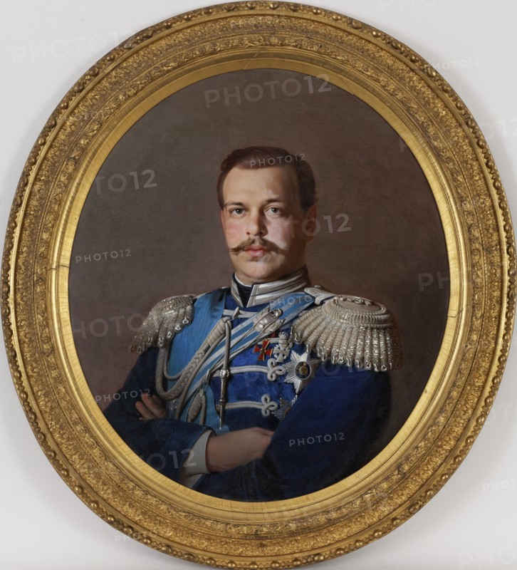Portrait of the Emperor Alexander III (1845-1894), ca 1865. Artist: Zaryanko, Sergei Konstantinovich (1818-1870)