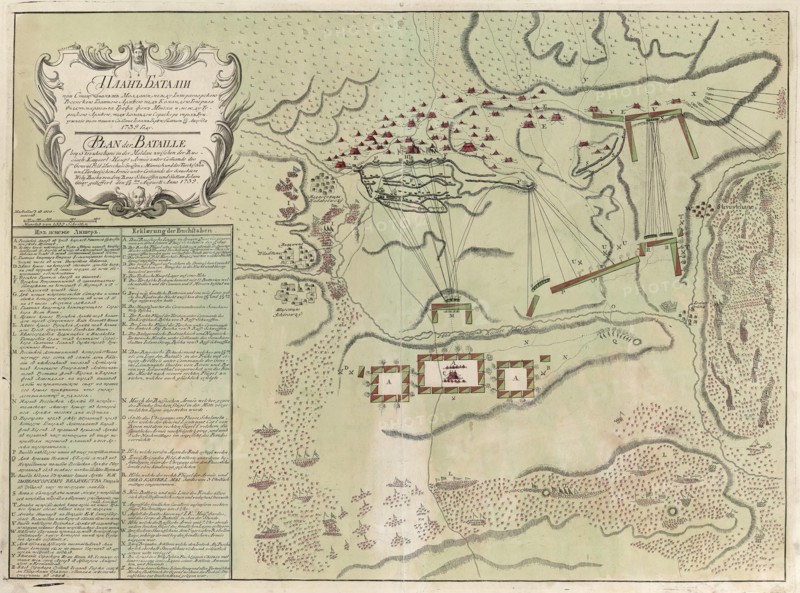 Map of Battle of Savuchny, 1739-1740. Artist: Anonymous
