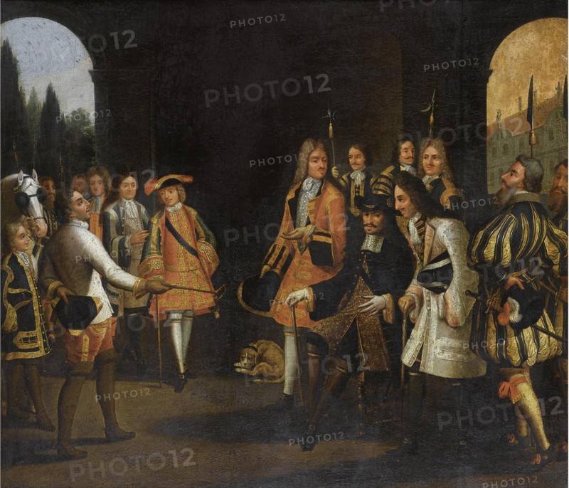 Audience of Louis XIV with Tsar Peter the Great in Versailles, 1717, First half of the 18th cent.. Artist: Anonymous