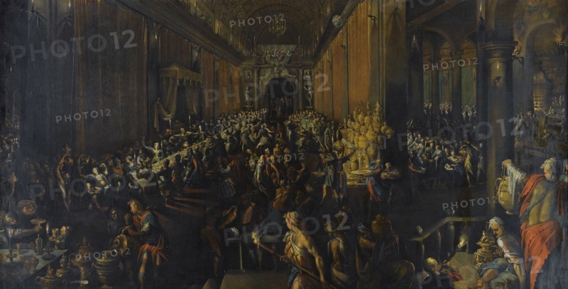 The Feast of Belshazzar, 1596. Artist: Valckenborch, Frederik van (1566-1623)