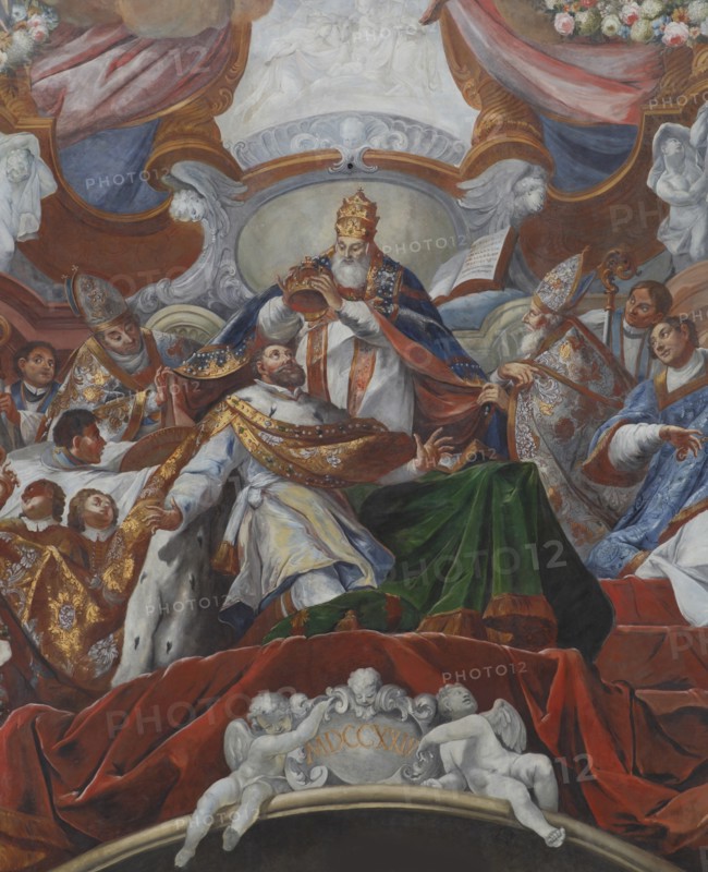 The Imperial Coronation of Charles the Great by Pope Leo III in 800, 1724. Artist: Stauder, Jacob Carl (1694-1756)