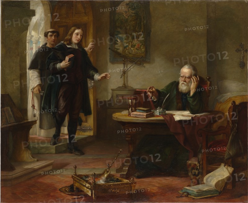 Milton visiting Galileo when a prisoner of the Inquisition, 1847. Artist: Hart, Solomon Alexander (1806-1881)