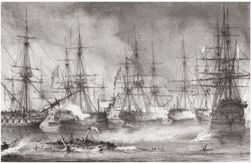 The Naval Battle of Navarino on 20 October 1827, 1828. Artist: Reinagle, George Philip (1802-1835)