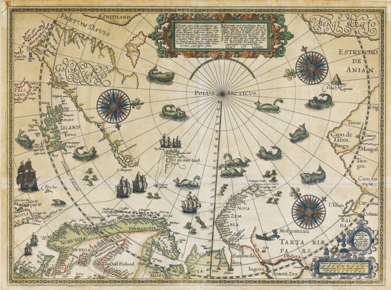 Map of Willem Barentsz Third Voyage, 1598. Artist: Claesz, Cornelis (ca. 1551-1609)