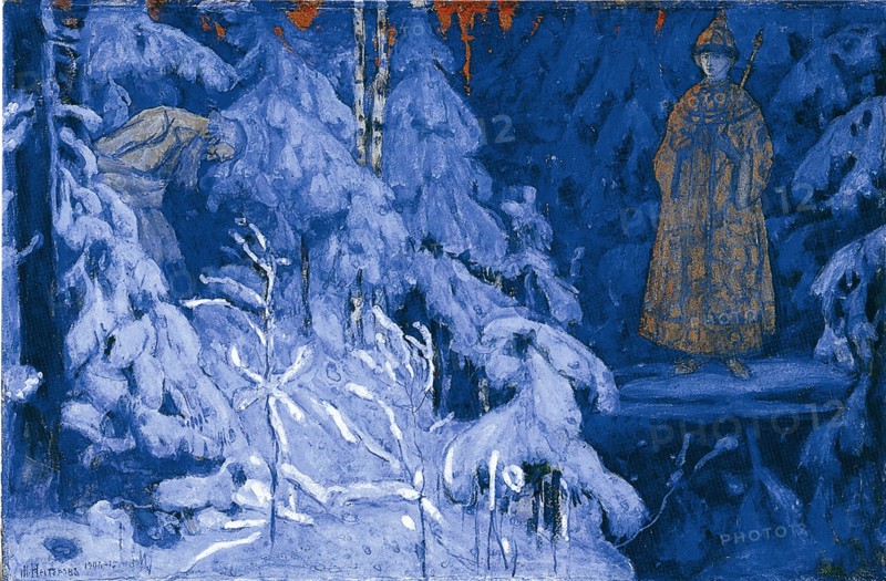 Ivan Susanin receives a vision of Mikhail Fyodorovich, 1906. Artist: Nesterov, Mikhail Vasilyevich (1862-1942)