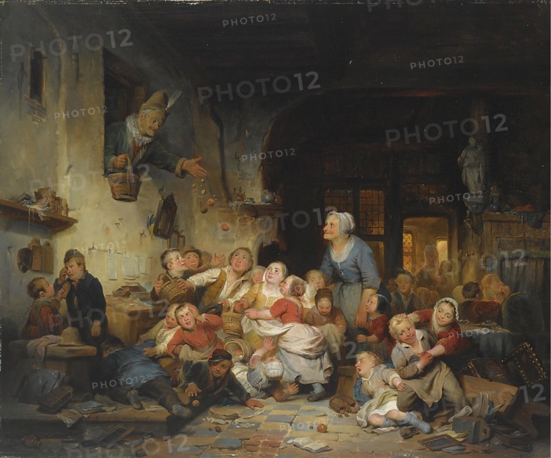 The Village School. Artist: Braekeleer, Ferdinand de, the Elder (1792-1883)