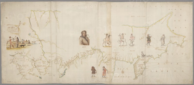 The Map of the First Kamchatka Expedition, 1725-1730. Artist: Bering, Vitus Jonassen (1681-1741)