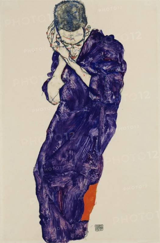 Youth in purple cassock with folded hands, 1914. Artist: Schiele, Egon (1890-1918)