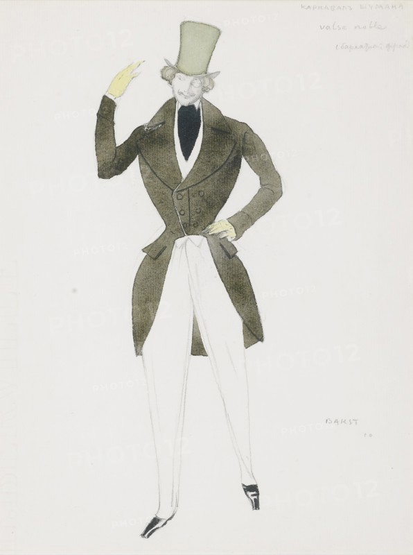 Costume design for the ballet Carnaval by R. Schumann, 1910. Artist: Bakst, Léon (1866-1924)