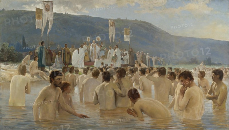 The Baptism of Russia, 1887. Artist: Navozov, Vasily Ivanovich (1862-1919)
