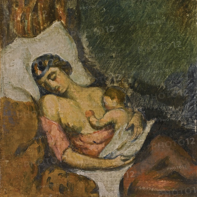 Woman breastfeeding her child, ca 1872. Artist: Cézanne, Paul (1839-1906)