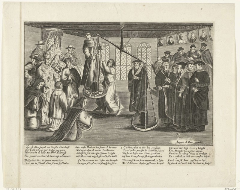 Weighing the Bible, 1660. Artist: Ram, Johannes de (1648-1693)