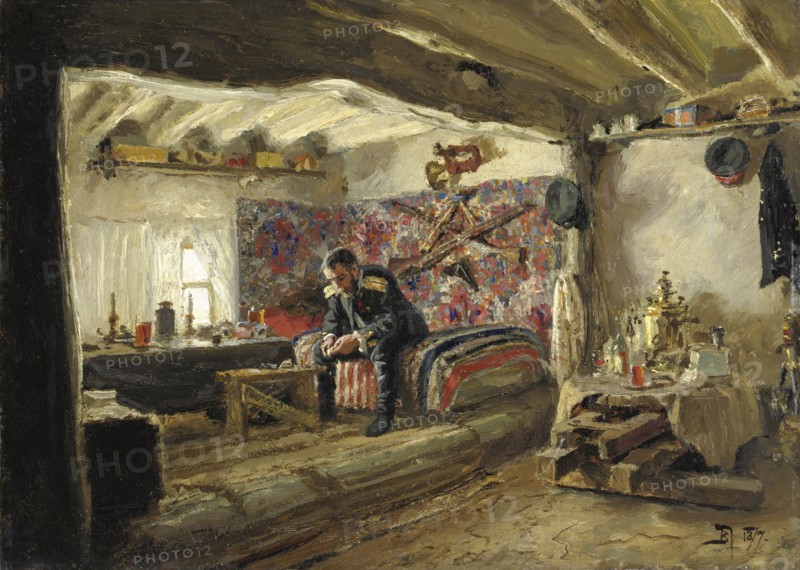 The Rushchuk Regiment's headquarters of Rushchuk Tsesarevich Alexander Alexandrovich at Brestovets,  Artist: Polenov, Vasili Dmitrievich (1844-1927)