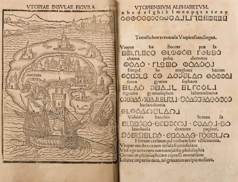 Utopia by Thomas More, 1516. Artist: Anonymous
