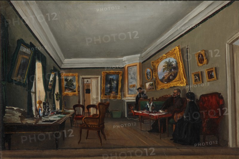The Study of the author Alexander Sukhovo-Kobylin in Moscow, 1850s. Artist: Sukhovo-Kobylina, Sofia Vasilyevna (1825-1867)