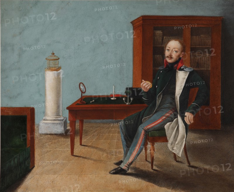 Portrait of Alexander Stepanovich Talyzin (1795-1858) in his studio, 1820s. Artist: Anonymous