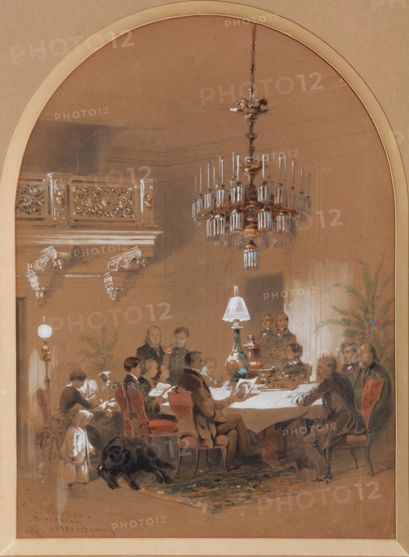 Vonlyarlyarsky' Salon in Vonlyarovo, 1855. Artist: Mikeshin, Mikhail Osipovitsch (1835-1896)