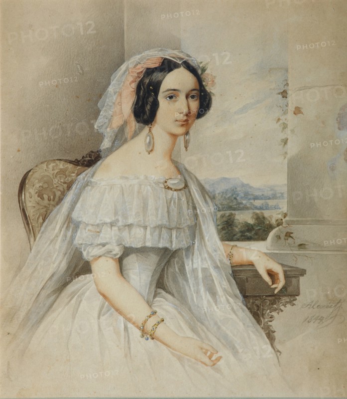 Portrait of Alexandra Smirnova-Rosset (1809-1882), 1844. Artist: Alexeyev, Nikolai Mikhailovich (1813-1880)