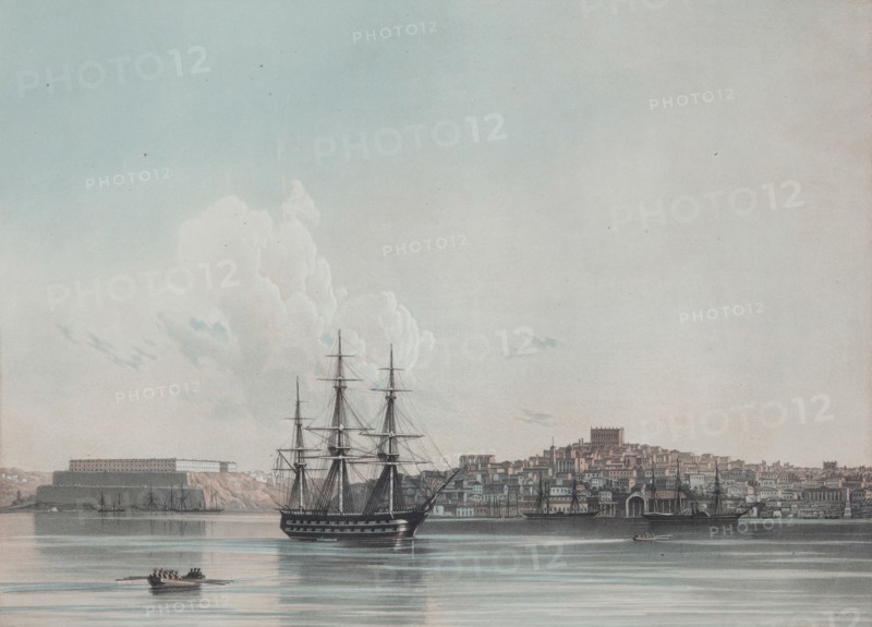 New Marine Barracks and Inner Harbor of Sevastopol, 1850s. Artist: Aivazovsky, Ivan Konstantinovich (1817-1900)