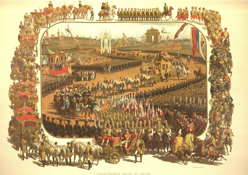 The Ceremonial Entry of Alexander III in Moscow (From the Coronation Album), 1883. Artist: Savitsky, Konstantin Apollonovich (1844-1905)