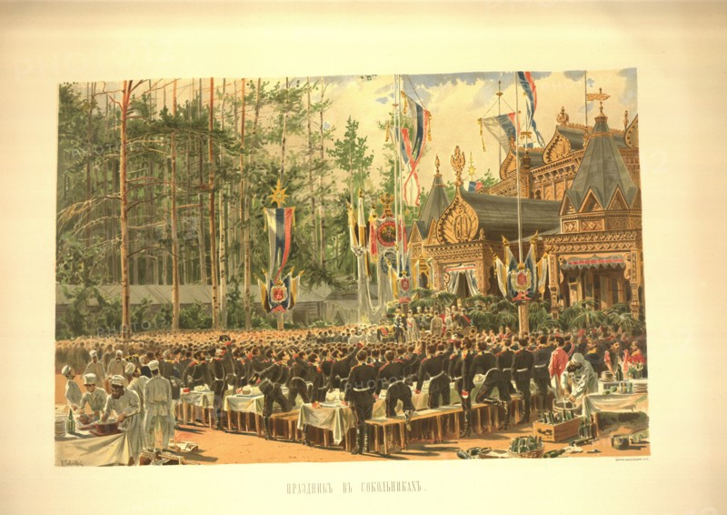 The coronation feast in Sokolniki (From the Coronation Album), 1883. Artist: Savitsky, Konstantin Apollonovich (1844-1905)